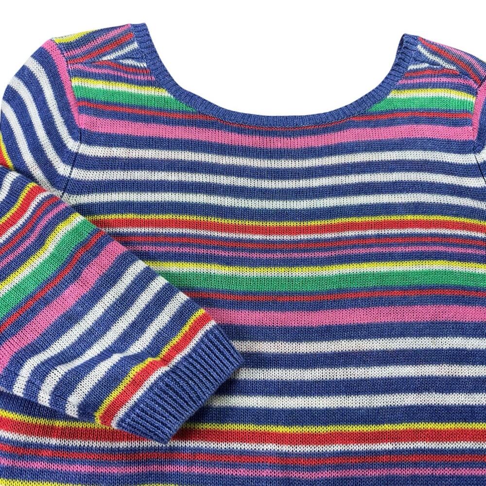 Talbots Linen Lightweight Sweater Womens Medium Striped Summer 3/4 Sleeve